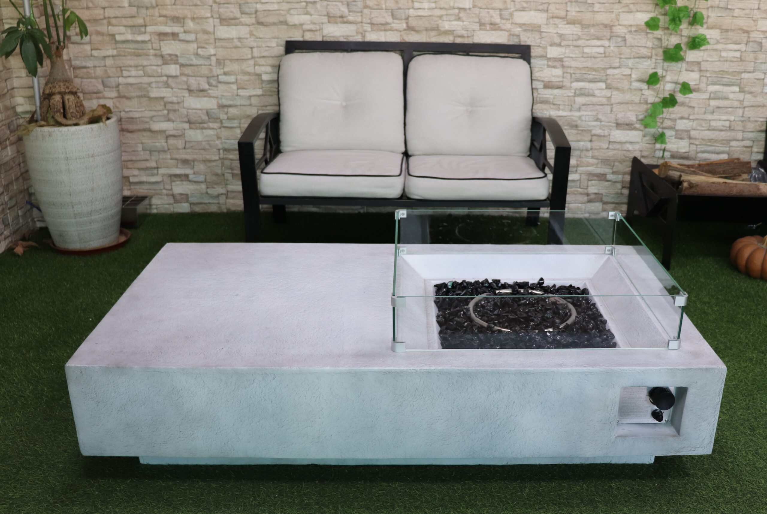 Outdoor Fireplace and Chair